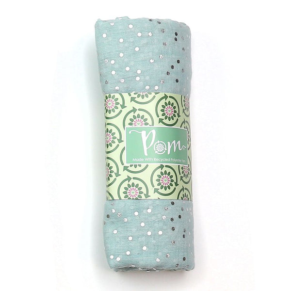 POM 100% Recycled Mint and Metallic Silver Dotty Print Scarf