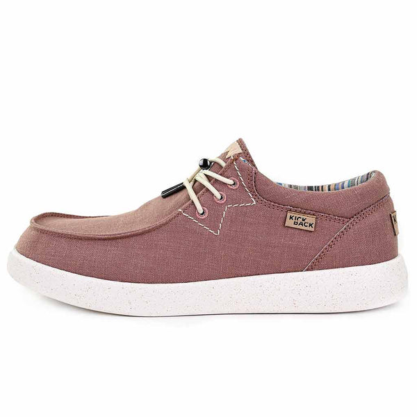 Kickback Haven Mens Dusky Pink Textile Arch Support Lace Up Loafers