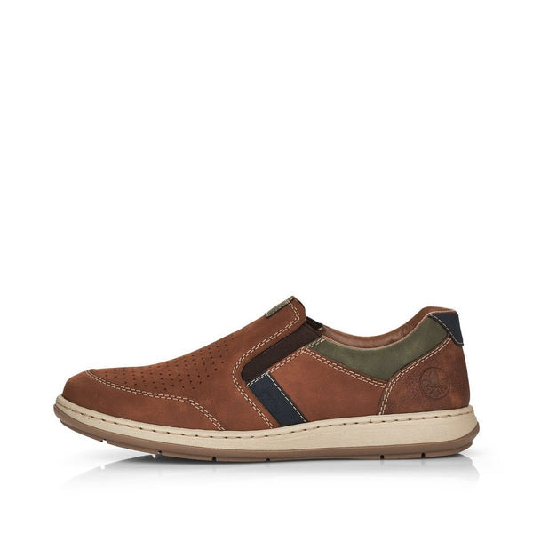 Rieker 17371-25 Mens Wide Brown Leather Elasticated Shoes