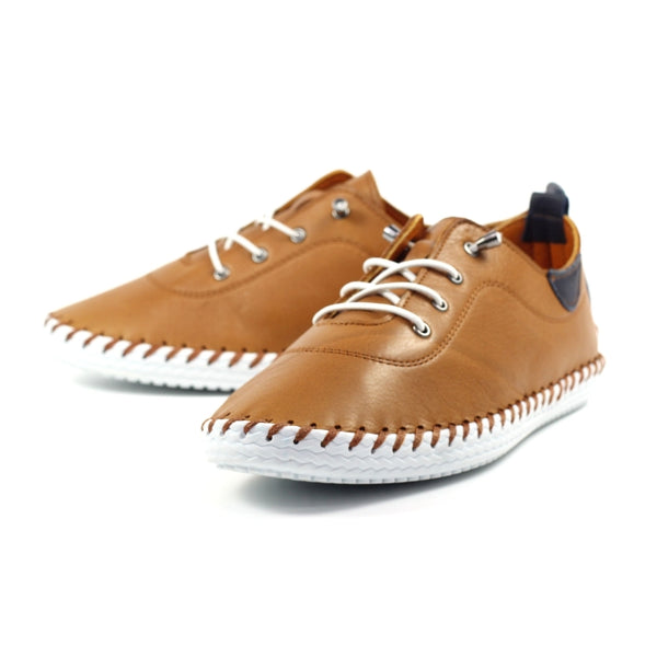 Lunar FLE030 St Ives Ladies Tan Leather Elasticated Shoes