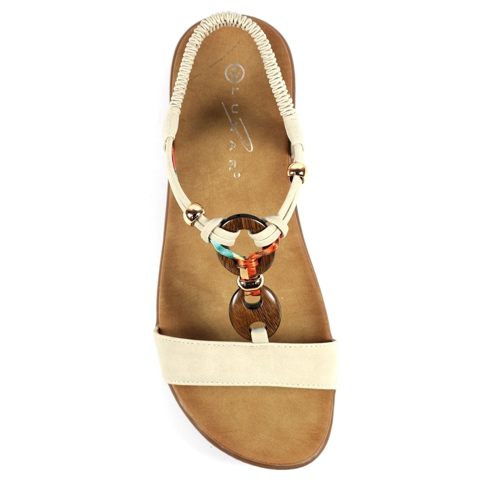 Lunar JLH475 Brava Ladies Beige Other Elasticated Sandals