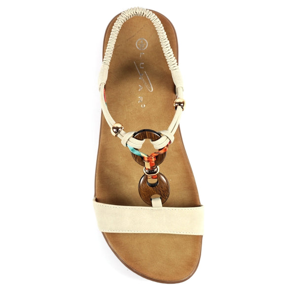 Lunar JLH475 Brava Ladies Beige Other Elasticated Sandals