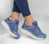 Skechers 149023 D'lux Walker-Infinite Motion Ladies Slate & Pink Leather & Textile Lace Up Trainers