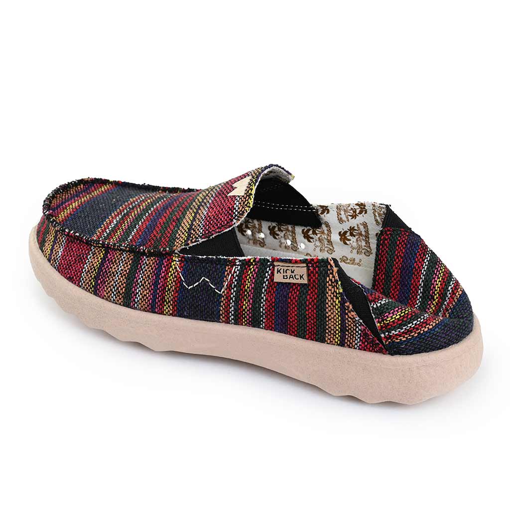 Kickback Couch 2.0 Mens Wide Hacky Sack Black Ethnic Weave Textile Arch Support Slip On Loafers
