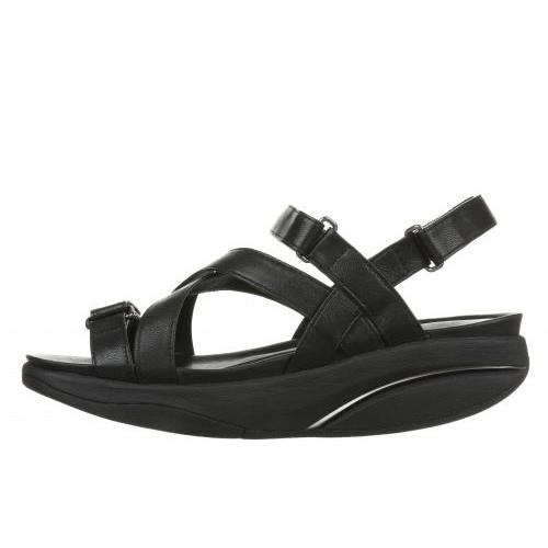 MBT Kiburi Classic Ladies Black Leather Arch Support Touch Fastening Sandals