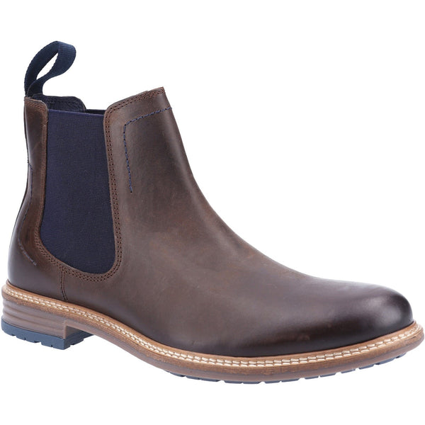 Hush Puppies Justin Mens Brown Leather Slip On Ankle Boots