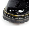 Lunar GLW012 Regan Ladies Black Croc Zip & Lace Ankle Boots