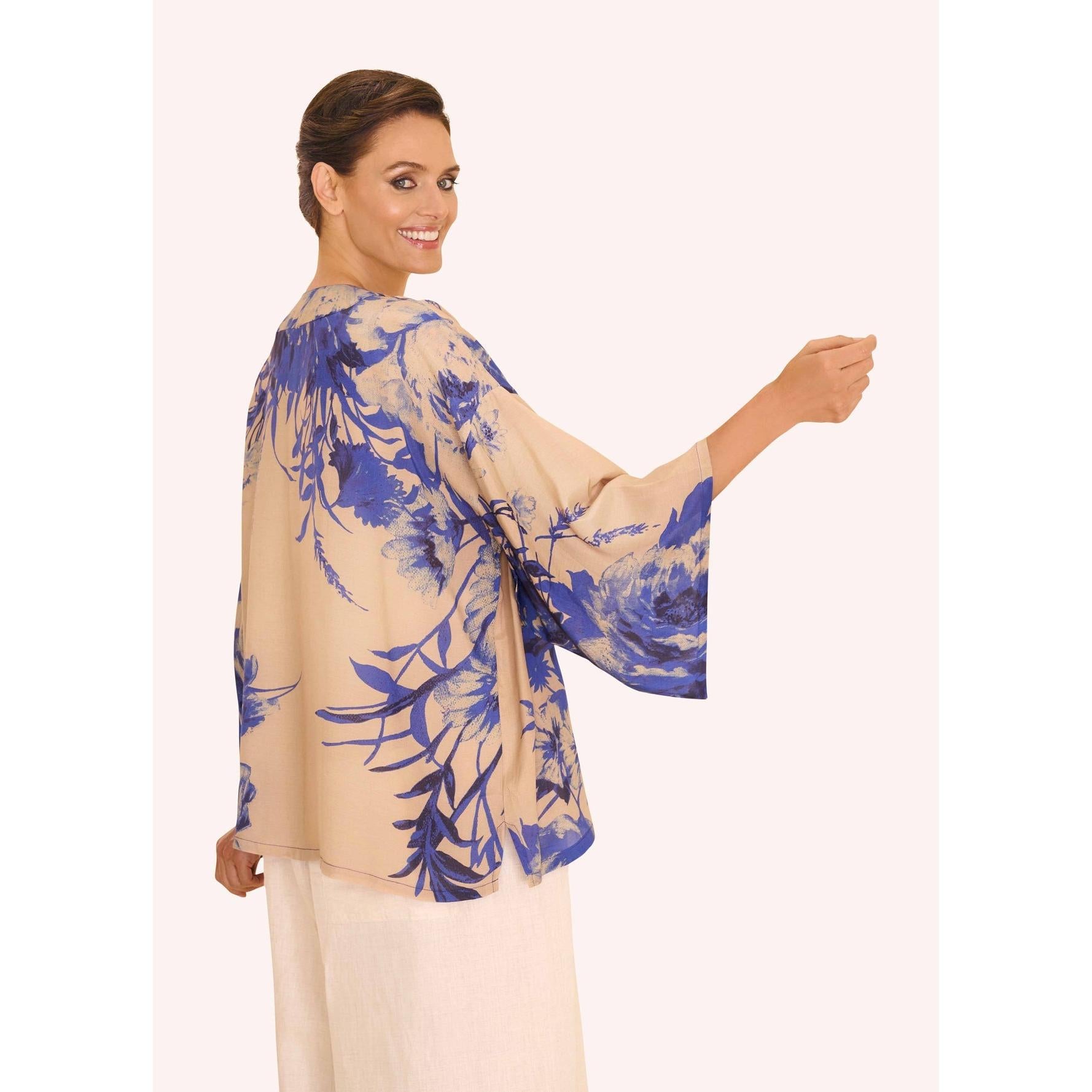 Powder China Blue Blooms Kimono Jacket