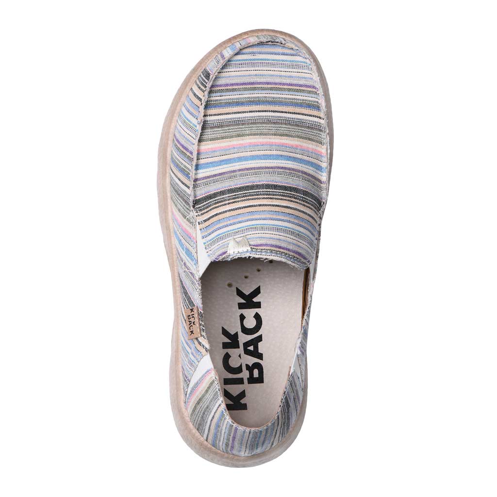 Kickback Couch 2.0 Mens Wide Beige Stripes Canvas Textile Arch Support Slip On Loafers