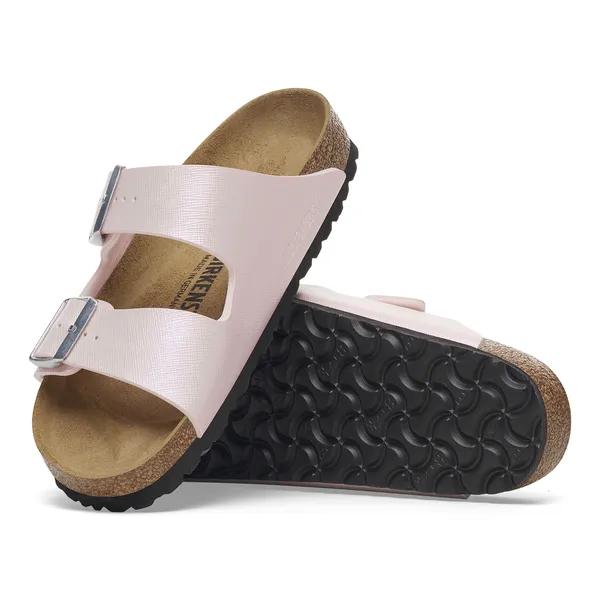 Birkenstock Arizona Birkoflor Ladies Narrow Saffiano Irridescent Light rose Arch Support Buckle Sandals
