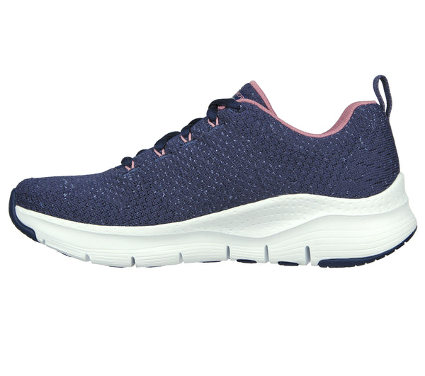 Skechers 149713 Arch Fit-Glee For All Ladies Navy & Pink Textile Vegan Arch Support Lace Up Trainers