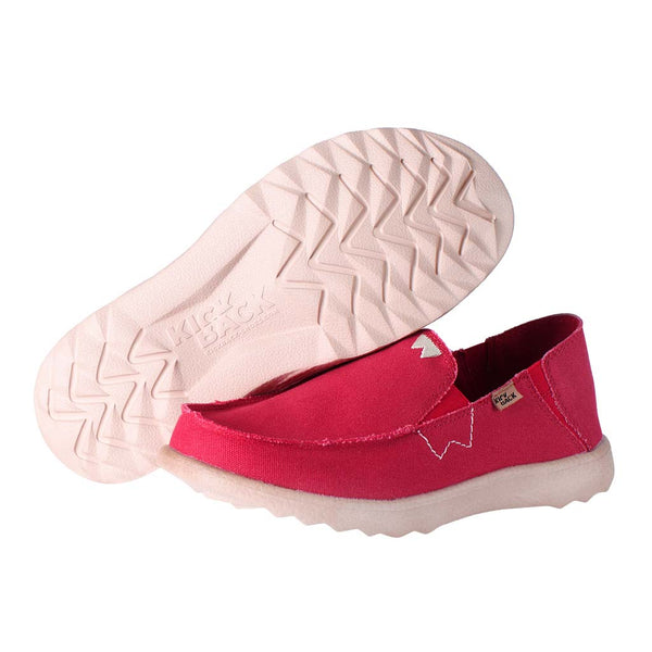 Kickback Couch 2.0 Mens Wide Red Canvas Textile Arch Support Slip On Loafers