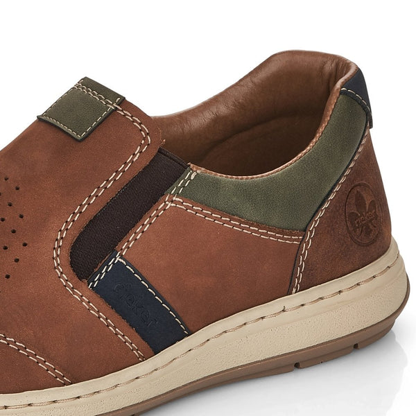 Rieker 17371-25 Mens Wide Brown Leather Elasticated Shoes