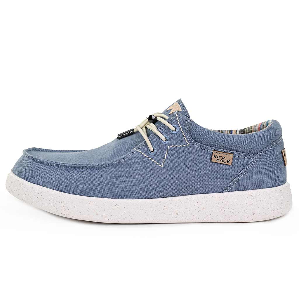 Kickback Haven Mens Light Blue  Textile Arch Support Lace Up Loafers