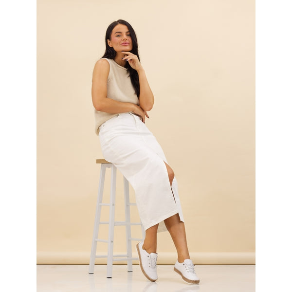 Lunar FLE050 Evie Ladies White Leather Elasticated Shoes