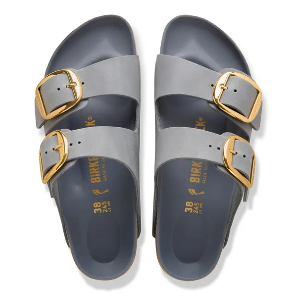 Birkenstock Arizona Big Buckle Oiled Leather 1032071 Ladies Narrow Basalt Gray Leather Arch Support Buckle Sandals
