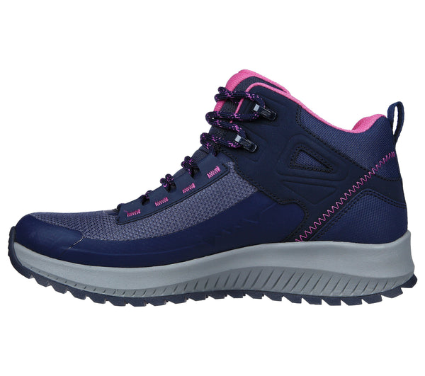 Skechers 180086 Arch-Fit Discover Elevation Ladies Navy & Purple Leather & Textile Waterproof Arch Support Lace Up Ankle Boots