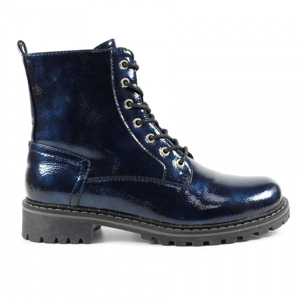 Lunar GLW011 Nala Ladies Navy Zip & Lace Ankle Boots