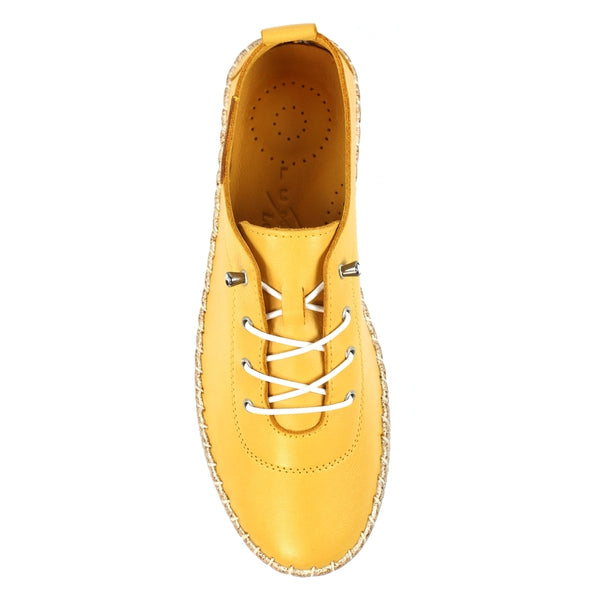 Lunar FLE050 Evie Ladies Mustard Leather Elasticated Shoes