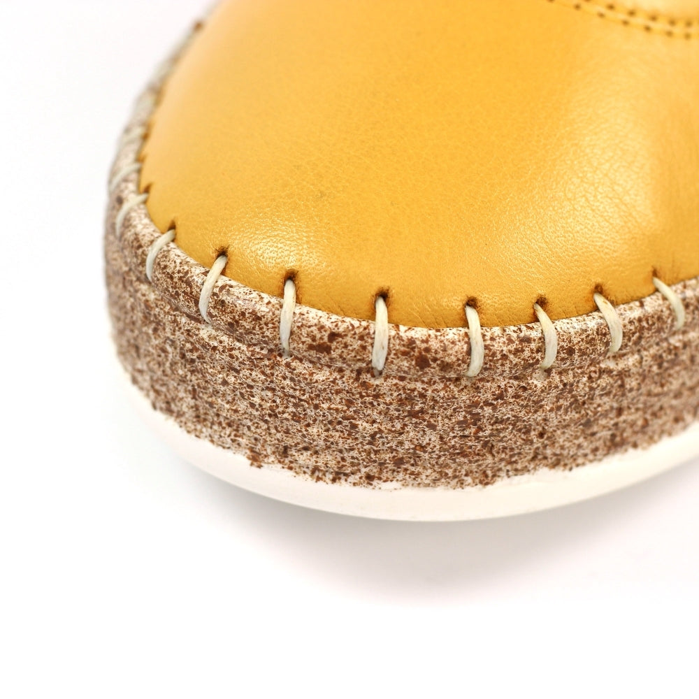 Lunar FLE050 Evie Ladies Mustard Leather Elasticated Shoes