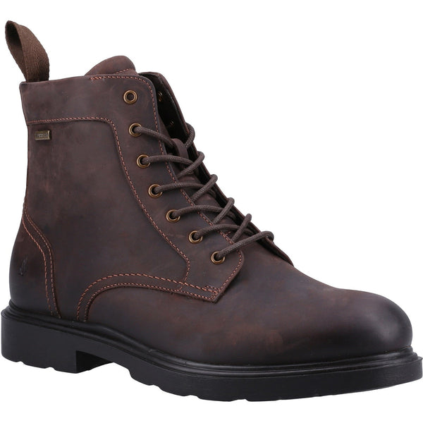 Hush Puppies Porter Mens Brown Leather Waterproof Lace Up Ankle Boots