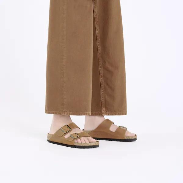 Birkenstock Arizona Oiled Ladies Narrow Cognac Leather Arch Support Buckle Sandals