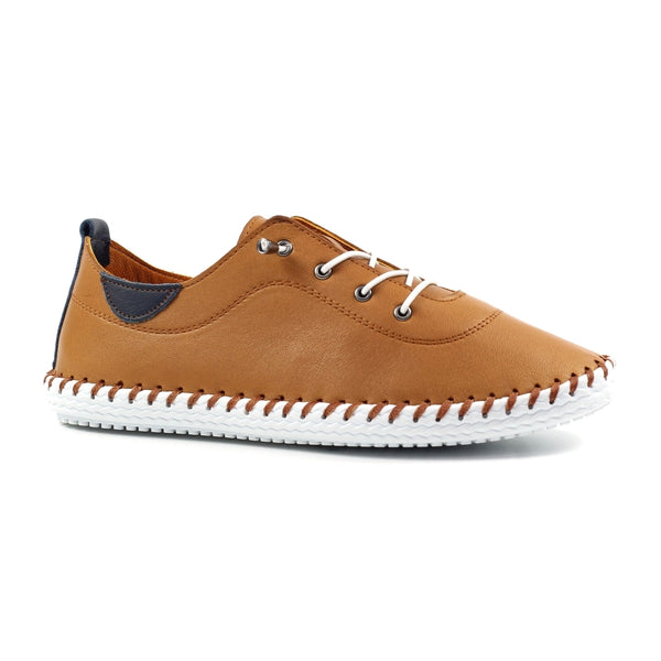 Lunar FLE030 St Ives Ladies Tan Leather Elasticated Shoes