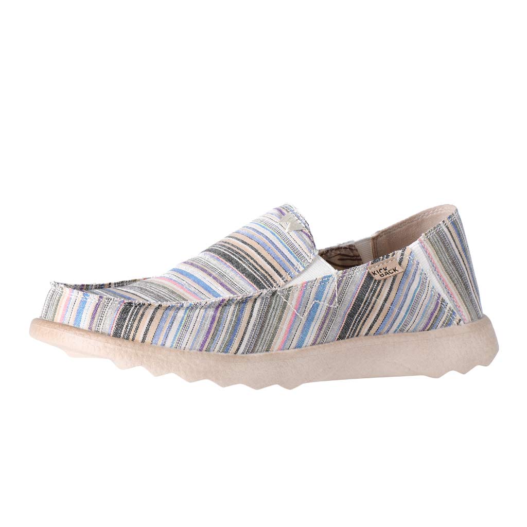 Kickback Couch 2.0 Mens Wide Beige Stripes Canvas Textile Arch Support Slip On Loafers