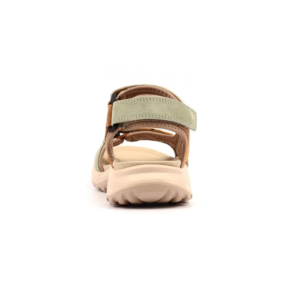 Lunar JLR001 Lazy Dogz Alston ladies' orange and multi leather touch-fastening sandals with cushioned sole.