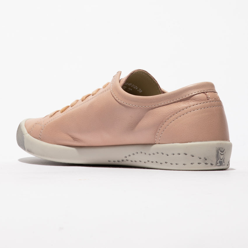 Softinos ISLA154SOF Ladies Nude Pink Leather Lace Up Trainers