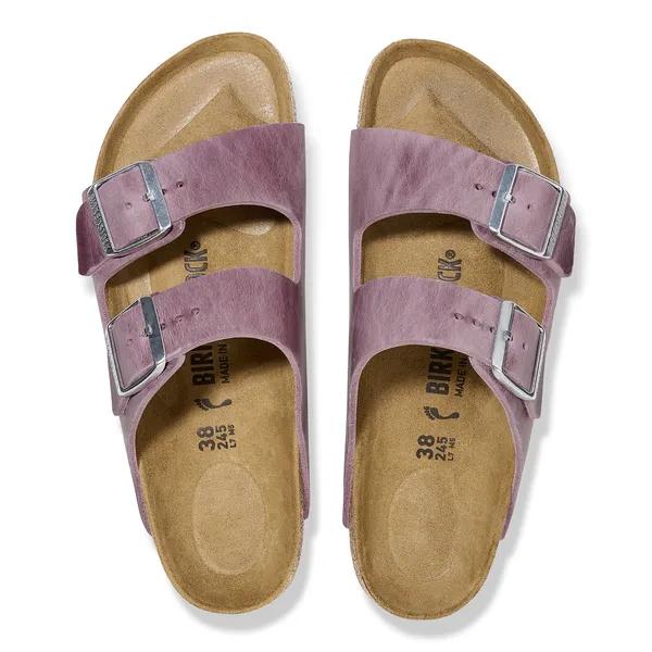 Birkenstock Arizona Waxy Ladies Narrow Lavender Leather Arch Support Buckle Sandals