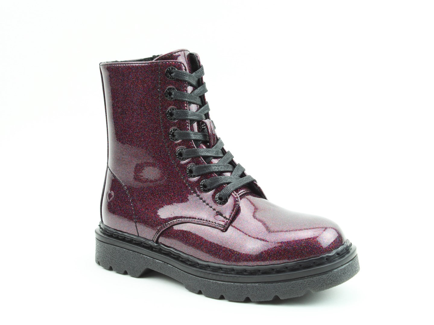 Heavenly Feet Justina 2 Ladies Purple Glitter Vegan Zip & Lace Ankle Boots
