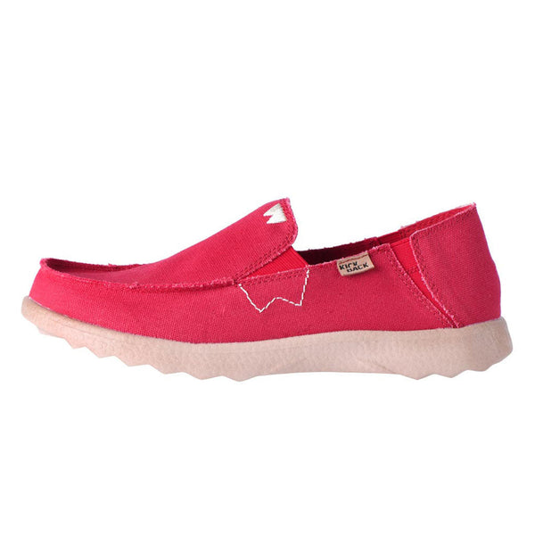 Kickback Couch 2.0 Mens Wide Red Canvas Textile Arch Support Slip On Loafers