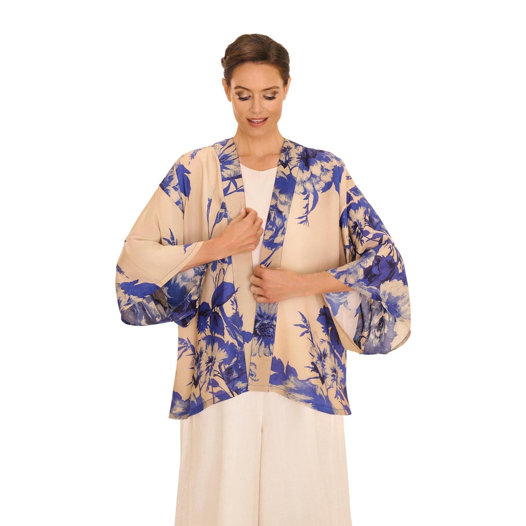 Powder China Blue Blooms Kimono Jacket