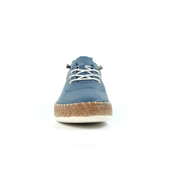 Lunar FLE050 Evie Ladies Mid Blue Leather Elasticated Shoes