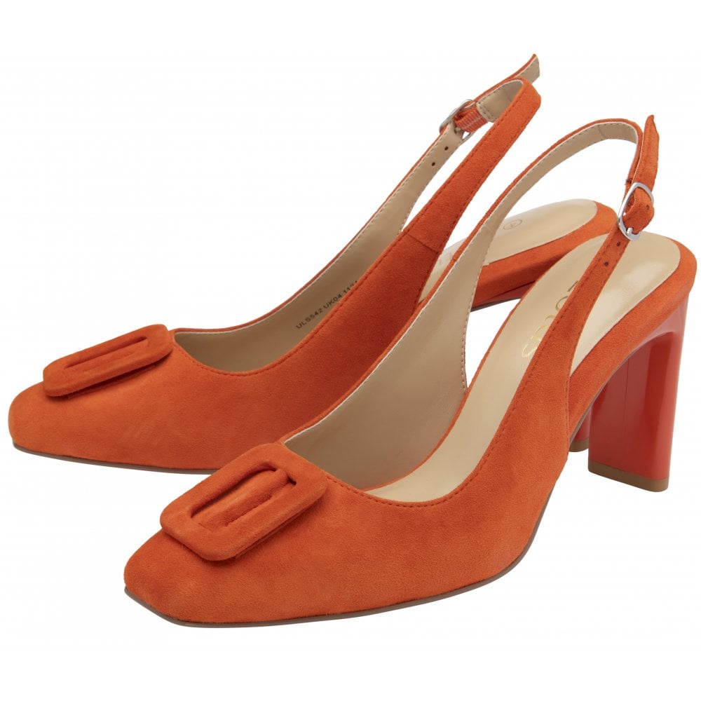Lotus Luciana Ladies Orange Suede Buckle Shoes