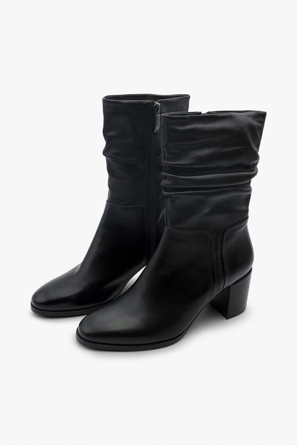 Regarde Le Ciel Joan-11 Ladies Black Leather Side Zip Mid-Calf Boots