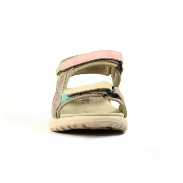 Lunar JLR001 Lazy Dogz Alston Ladies Multi Leather Touch Fastening Sandals, pastel colors, cushioned sole, adjustable straps.