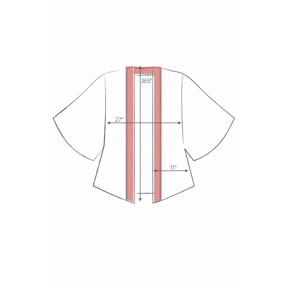 Powder Oriental Crane  Kimono Jacket - Ochre