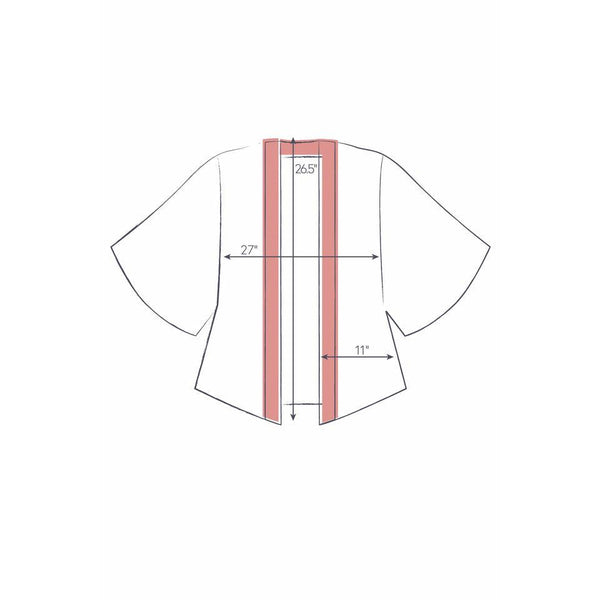 Powder Oriental Crane  Kimono Jacket - Ochre