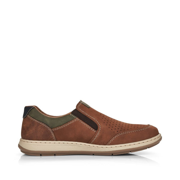 Rieker 17371-25 Mens Wide Brown Leather Elasticated Shoes