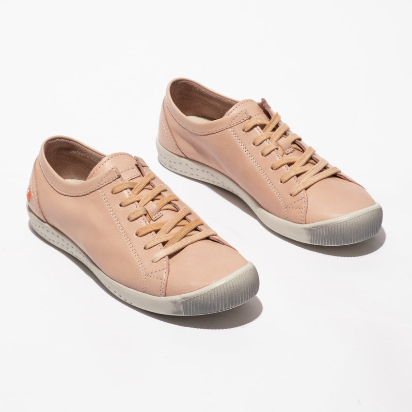 Softinos ISLA154SOF Ladies Nude Pink Leather Lace Up Trainers