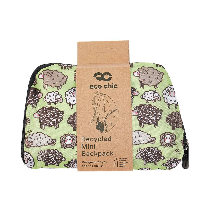 Eco Chic G27 Green Cute Sheep Recycled Plastic Mini Kids Backpack
