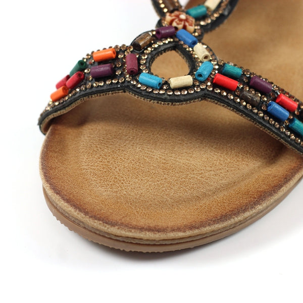 Lunar JLH478 Epsom Ladies Black Other Elasticated Sandals