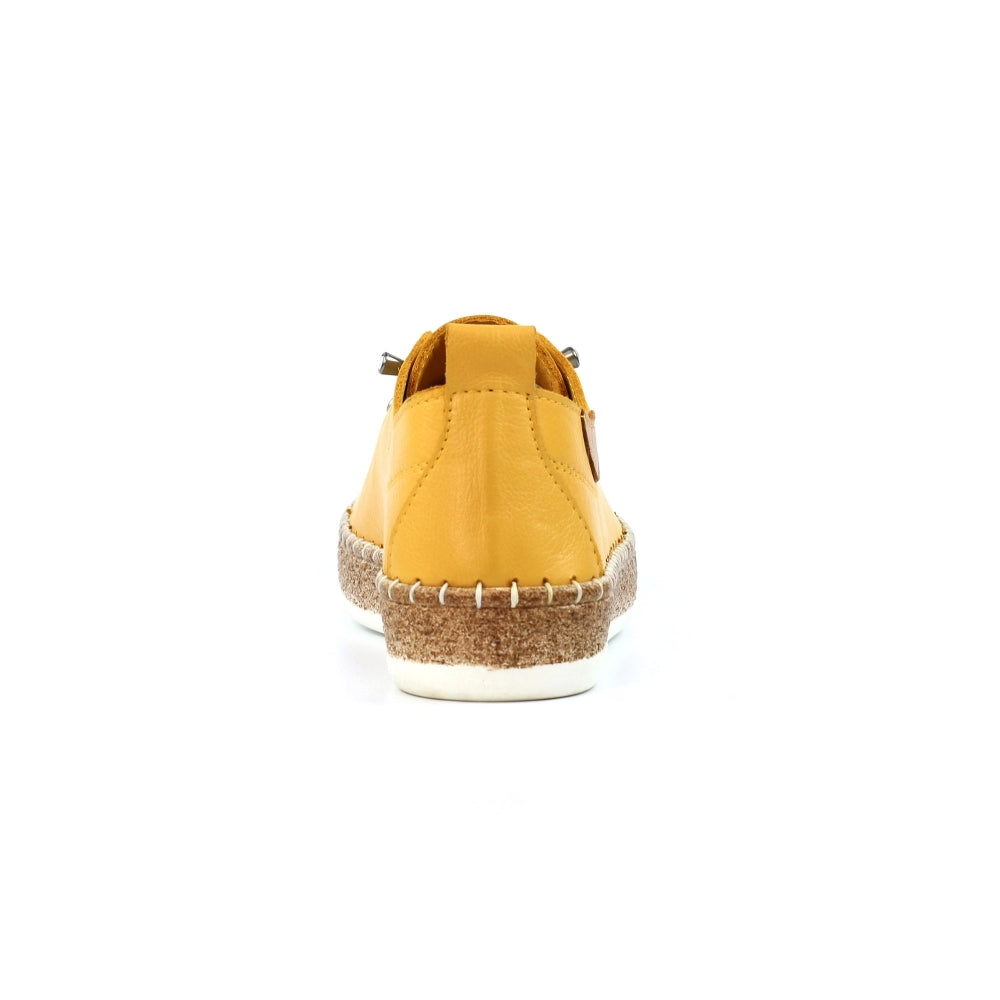 Lunar FLE050 Evie Ladies Mustard Leather Elasticated Shoes