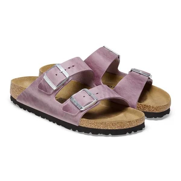 Birkenstock Arizona Waxy Ladies Narrow Lavender Leather Arch Support Buckle Sandals