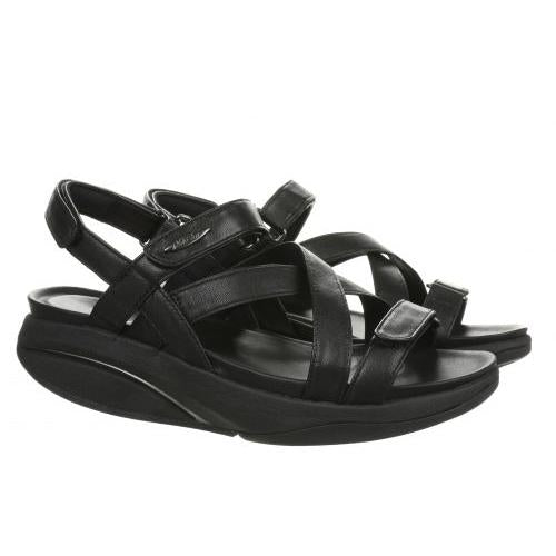 MBT Kiburi Classic Ladies Black Leather Arch Support Touch Fastening Sandals