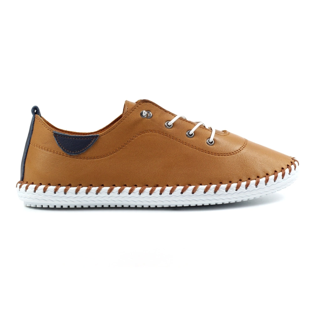 Lunar FLE030 St Ives Ladies Tan Leather Elasticated Shoes