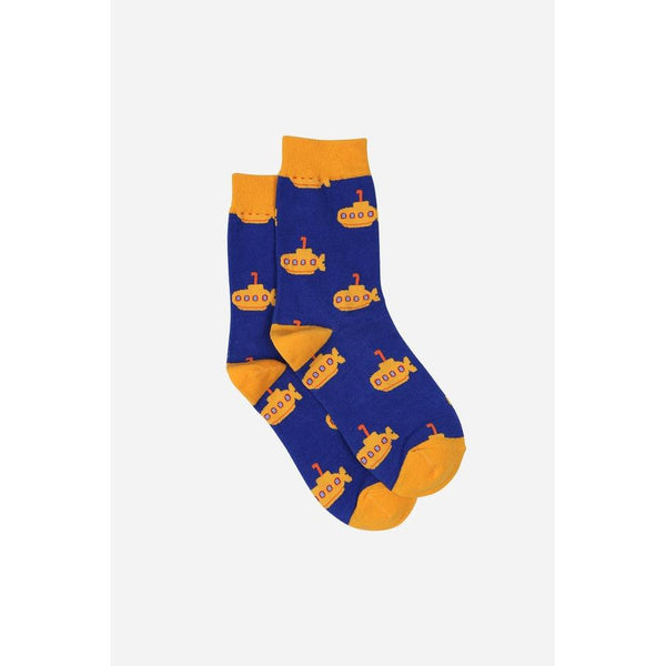 Sock Talk Mens Blue Yellow Submarine Print Bamboo Socks