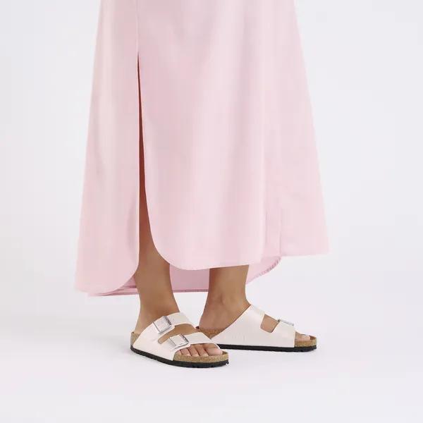 Birkenstock Arizona Birkoflor Ladies Narrow Saffiano Irridescent Light rose Arch Support Buckle Sandals